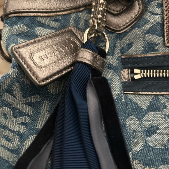 Coach Blue and Silver Patterned Shoulder Bag - Picture 6 of 11